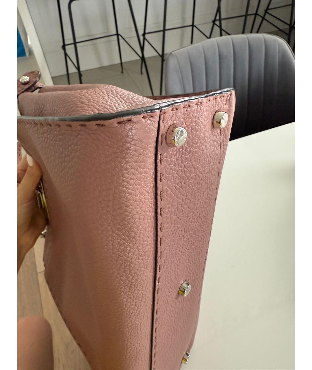 FENDI Розовая кожаная сумка с короткими ручками, фото 6