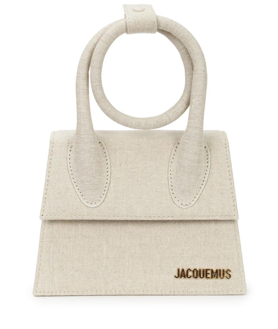 JACQUEMUS Бежевая льняная сумка через плечо, фото 7