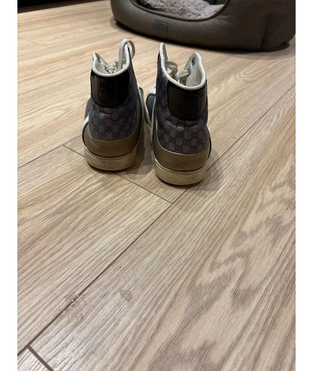 GUCCI Белые кожаные кеды, фото 4