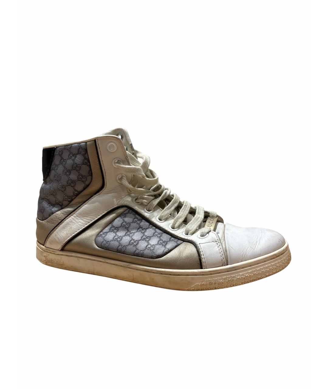 GUCCI Белые кожаные кеды, фото 1