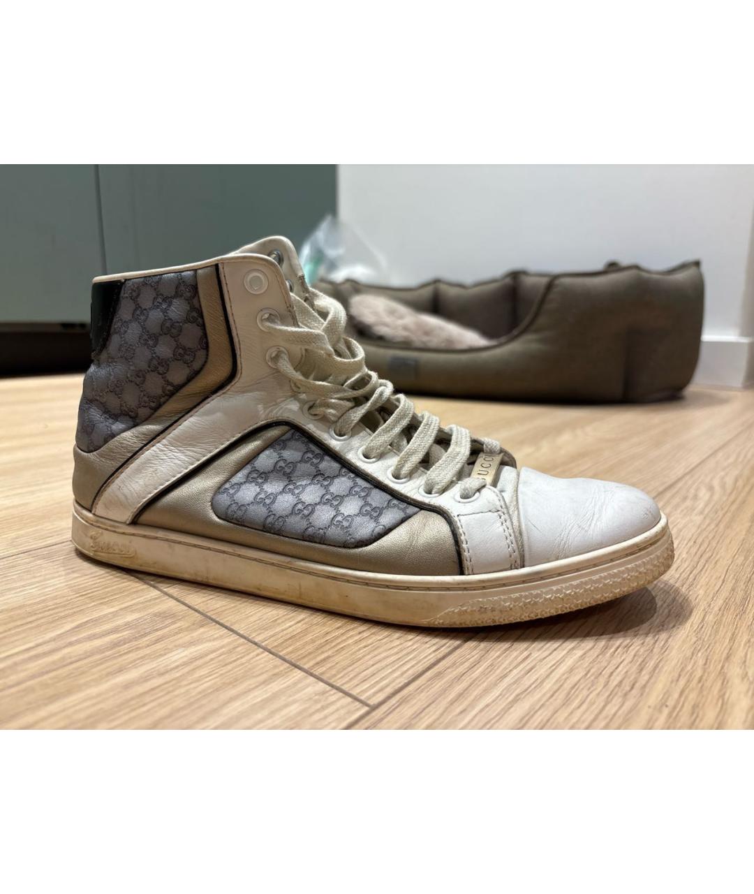 GUCCI Белые кожаные кеды, фото 6