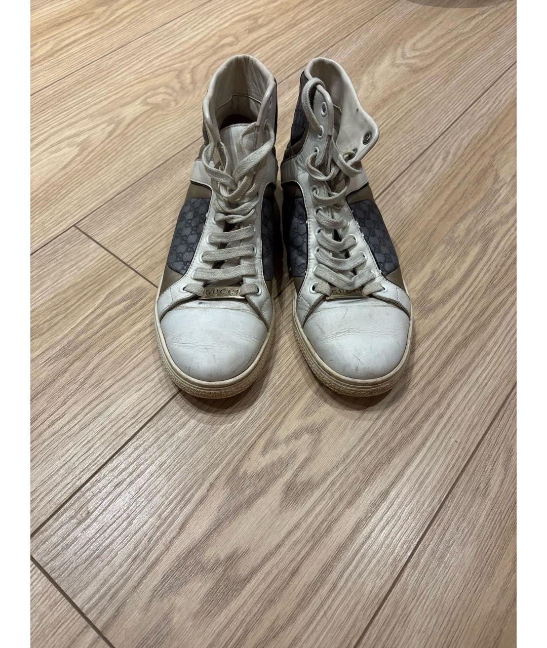 GUCCI Белые кожаные кеды, фото 2