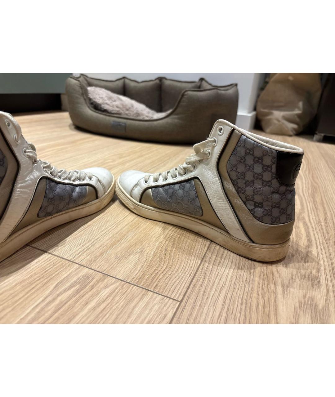 GUCCI Белые кожаные кеды, фото 5