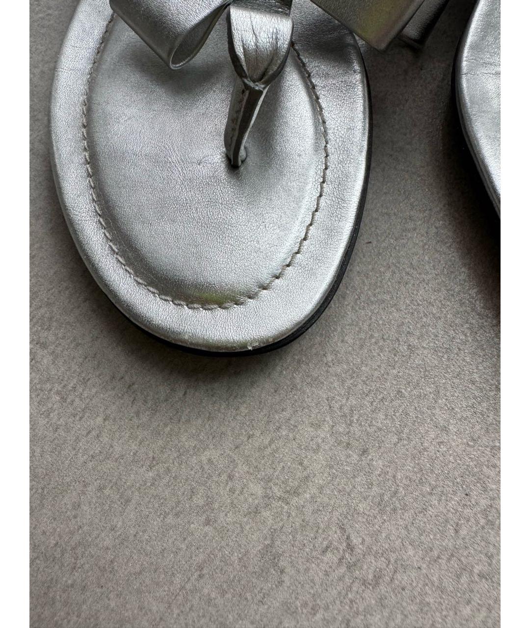 TOD'S Серебряные кожаные сандалии, фото 7