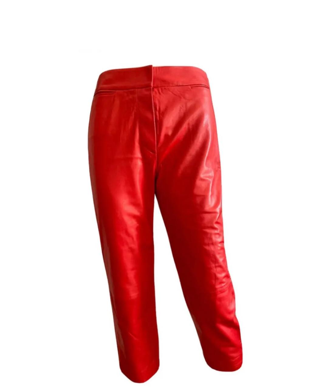 ALEXANDER MCQUEEN Красные кожаные брюки узкие, фото 2
