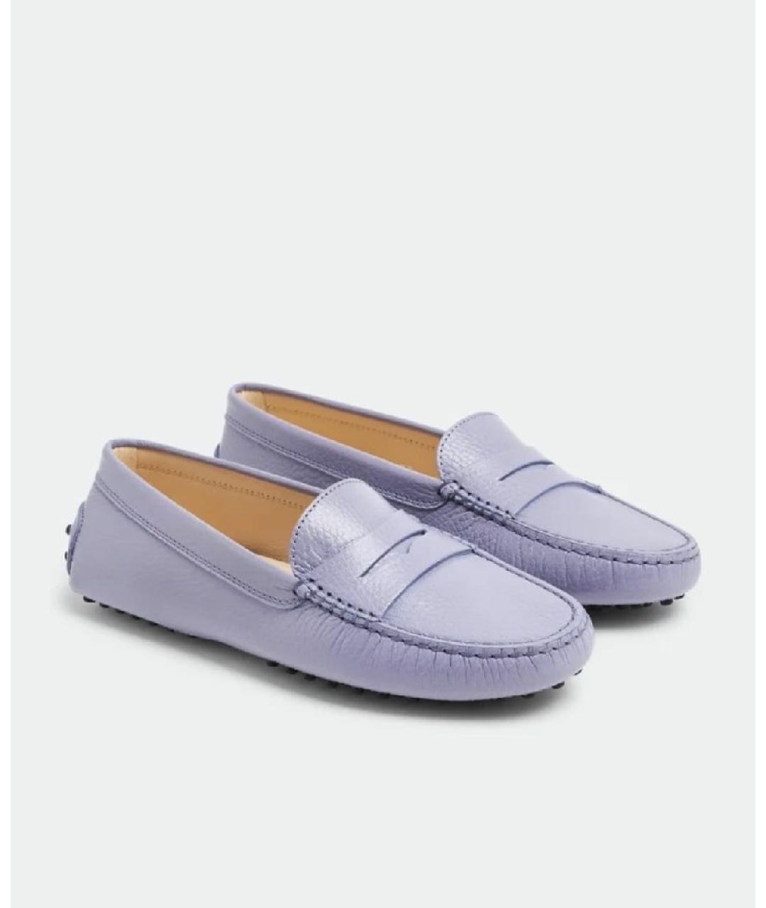 TOD'S Фиолетовые кожаные мокасины, фото 5