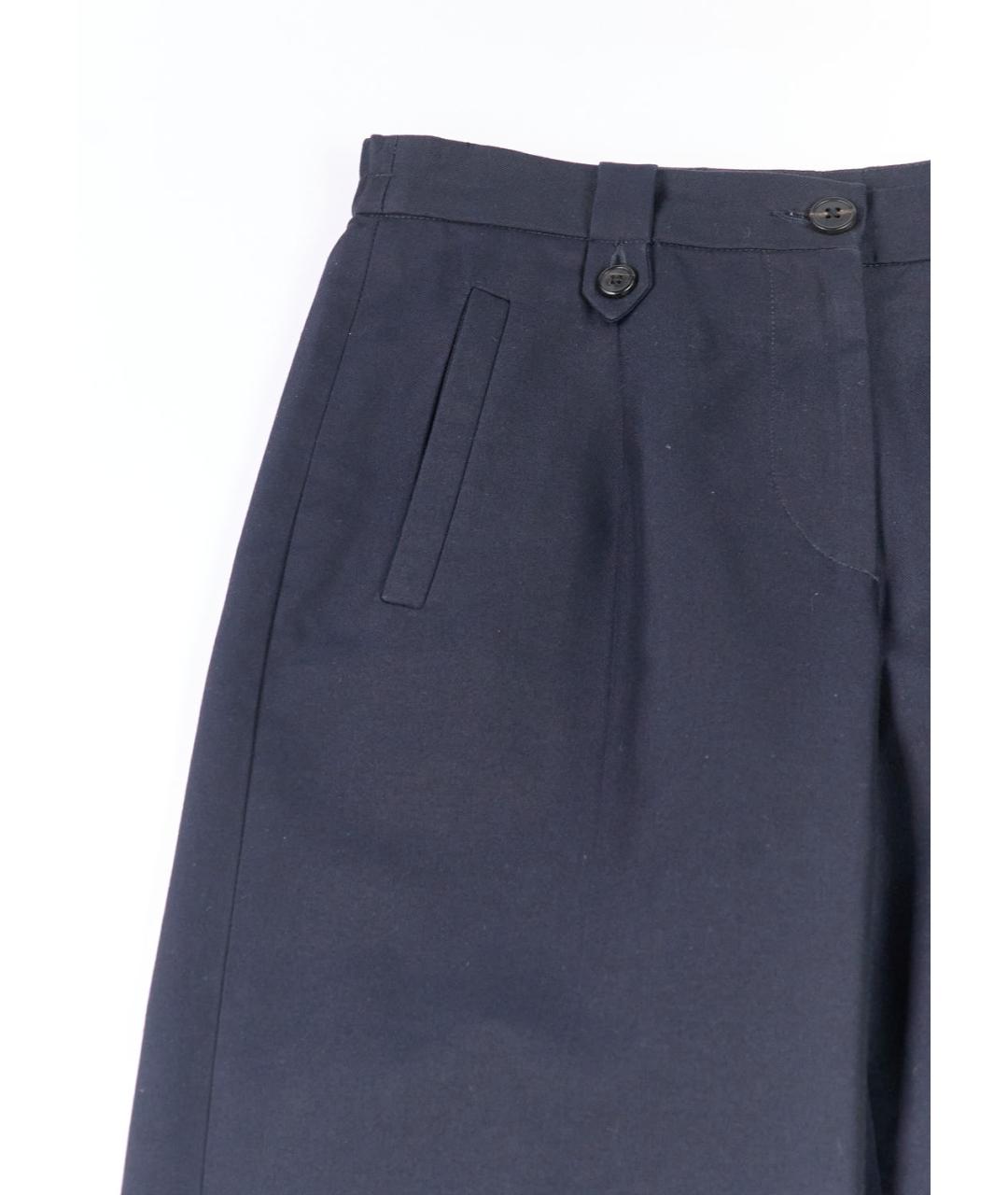 DRIES VAN NOTEN Синие хлопковые прямые брюки, фото 4