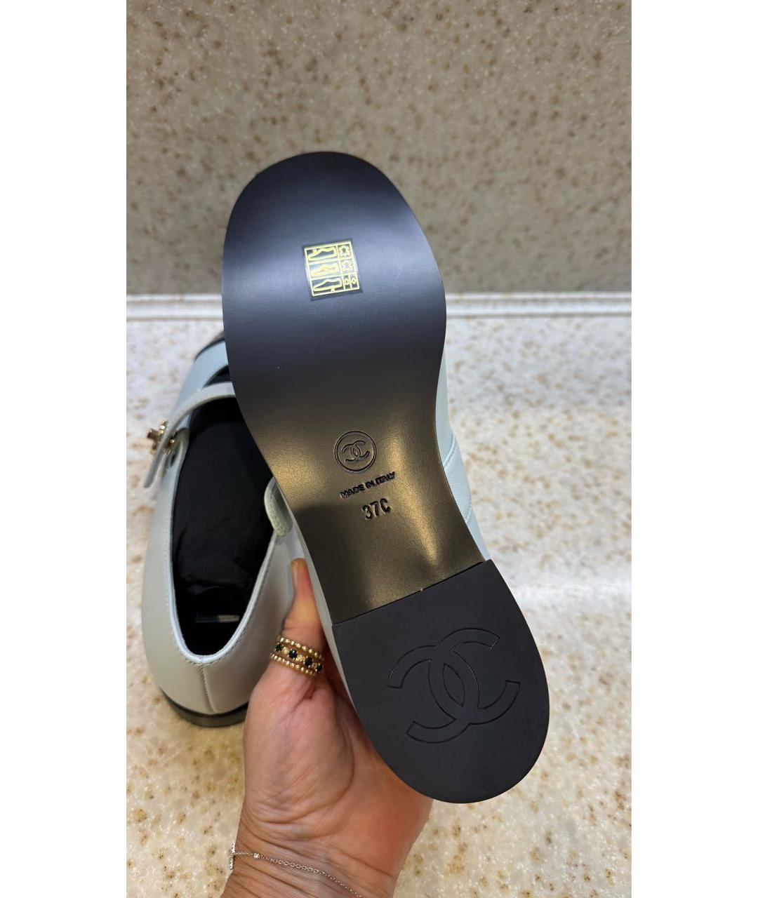 CHANEL Голубые кожаные балетки, фото 6