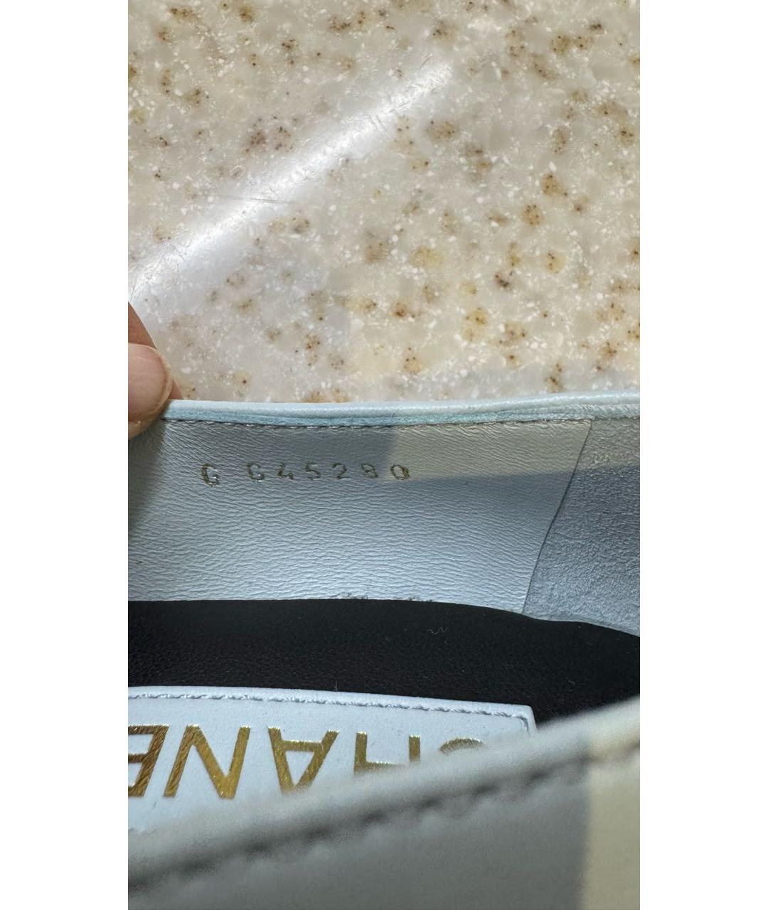 CHANEL Голубые кожаные балетки, фото 5