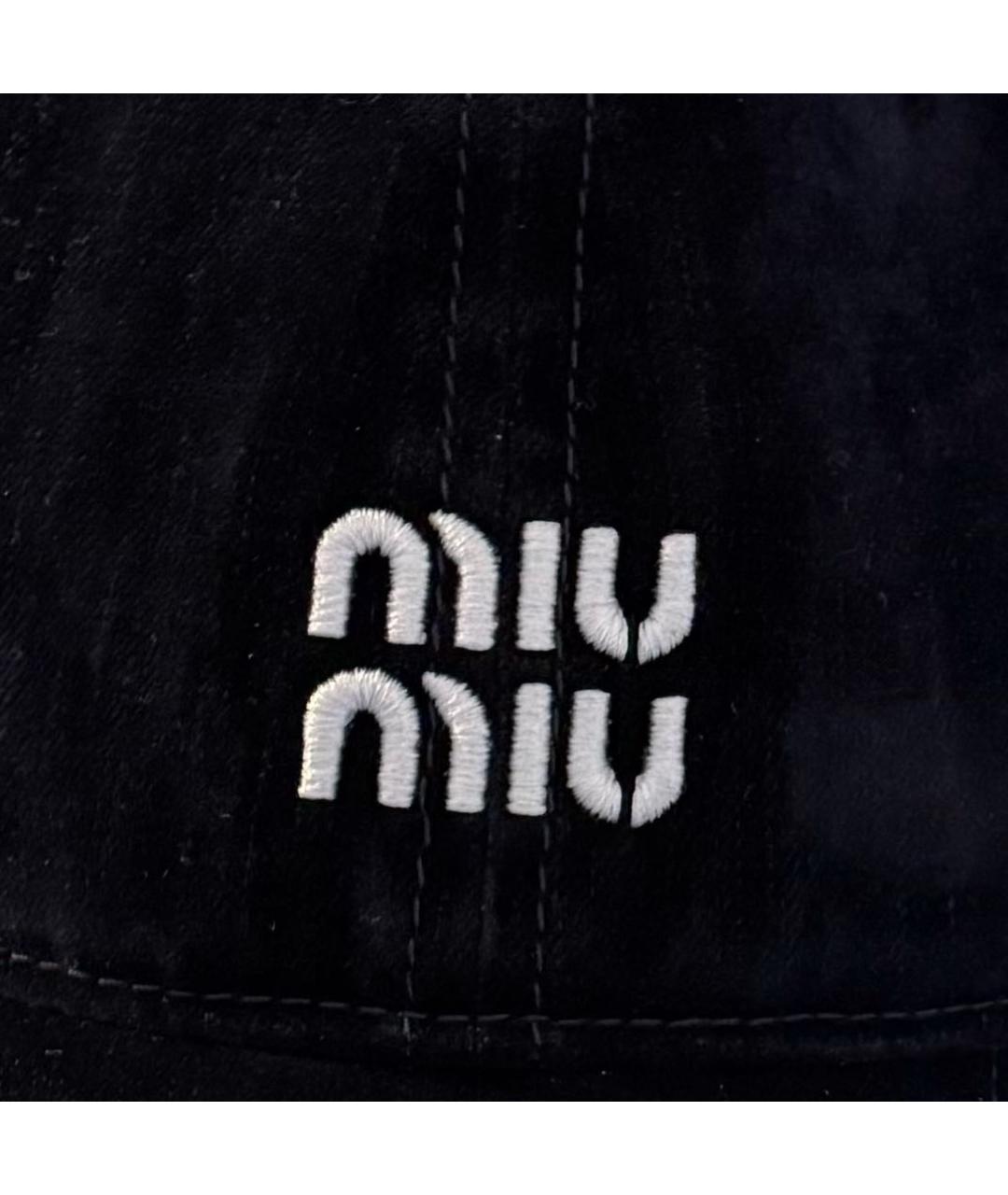 MIU MIU Темно-синяя бархатная кепка, фото 4