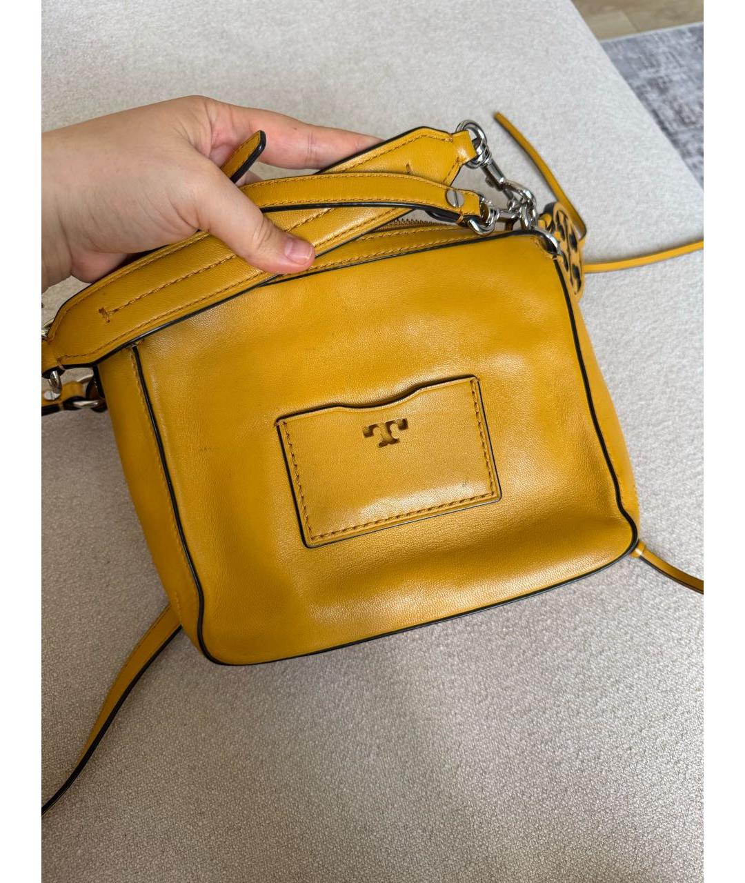 TORY BURCH Желтая кожаная сумка через плечо, фото 4