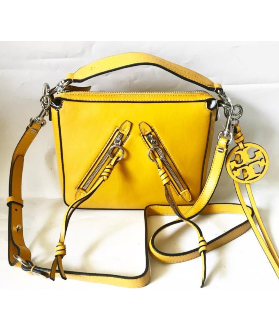 TORY BURCH Желтая кожаная сумка через плечо, фото 9