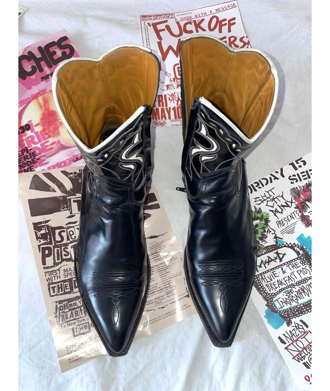 SAINT LAURENT Черные высокие ботинки из лакированной кожи, фото 2