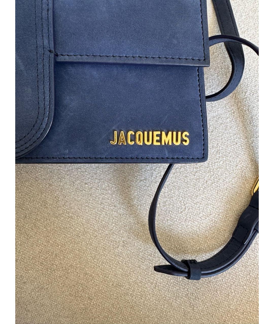 JACQUEMUS Темно-синяя замшевая сумка через плечо, фото 6