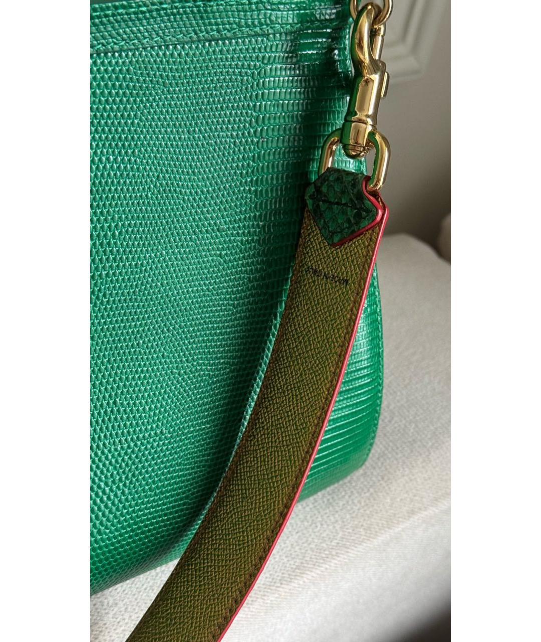DOLCE&GABBANA Зеленая кожаная сумка с короткими ручками, фото 4