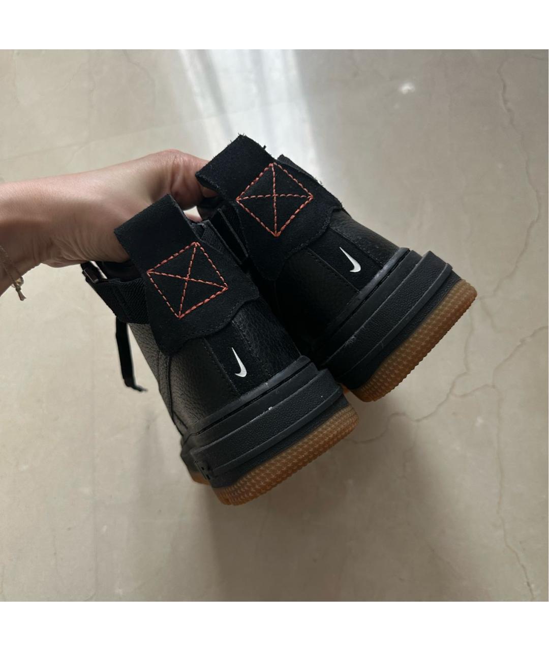 NIKE Черные кожаные высокие кроссовки / кеды, фото 7