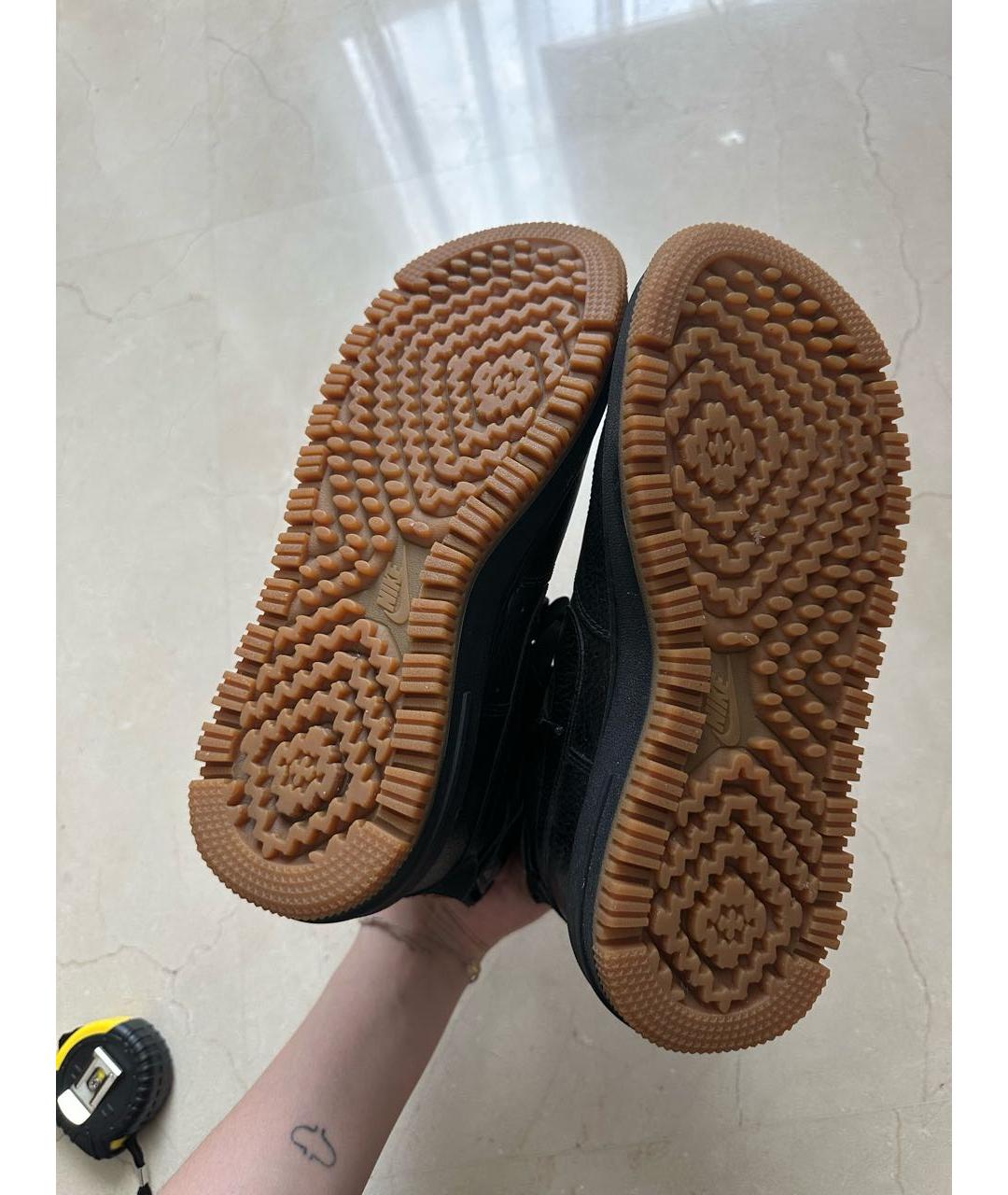 NIKE Черные кожаные высокие кроссовки / кеды, фото 4