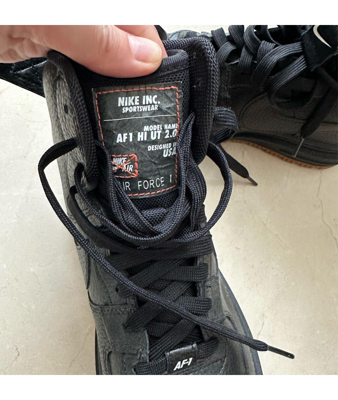 NIKE Черные кожаные высокие кроссовки / кеды, фото 5