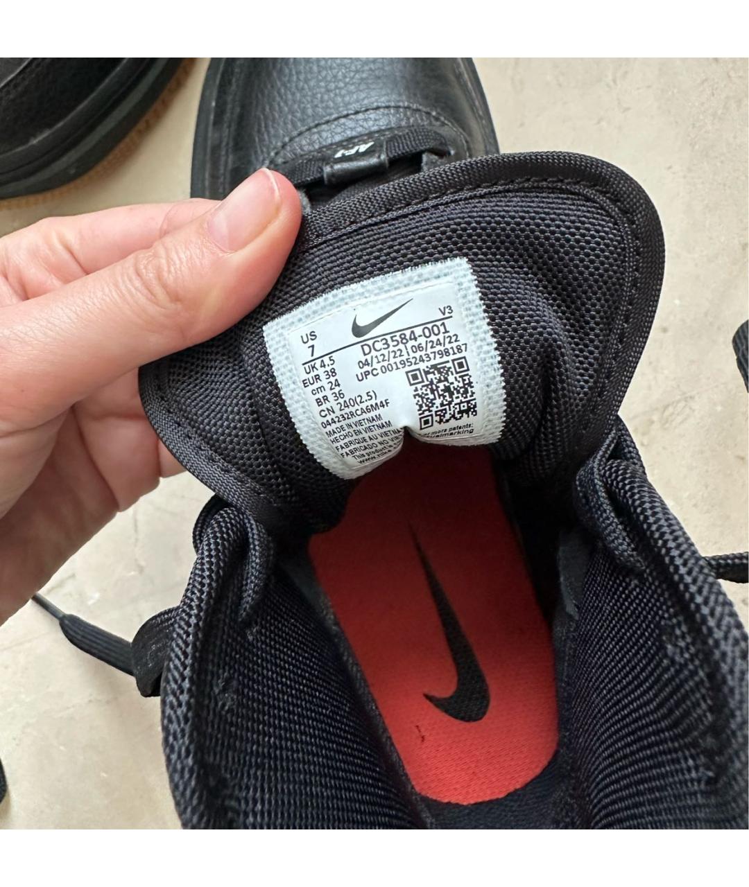 NIKE Черные кожаные высокие кроссовки / кеды, фото 6