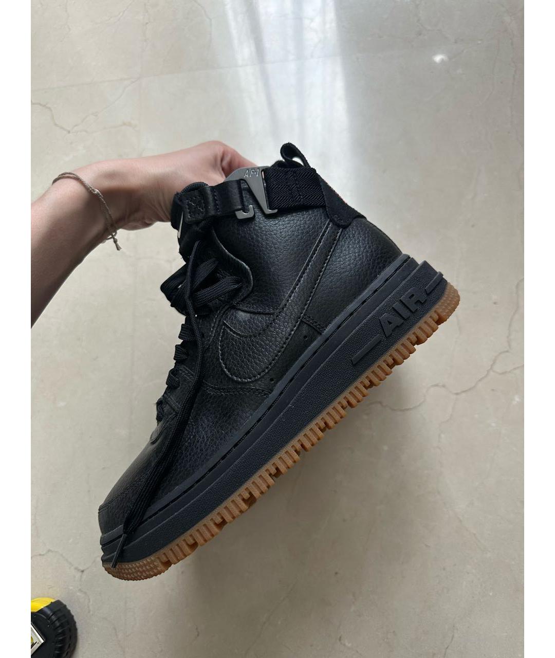 NIKE Черные кожаные высокие кроссовки / кеды, фото 3