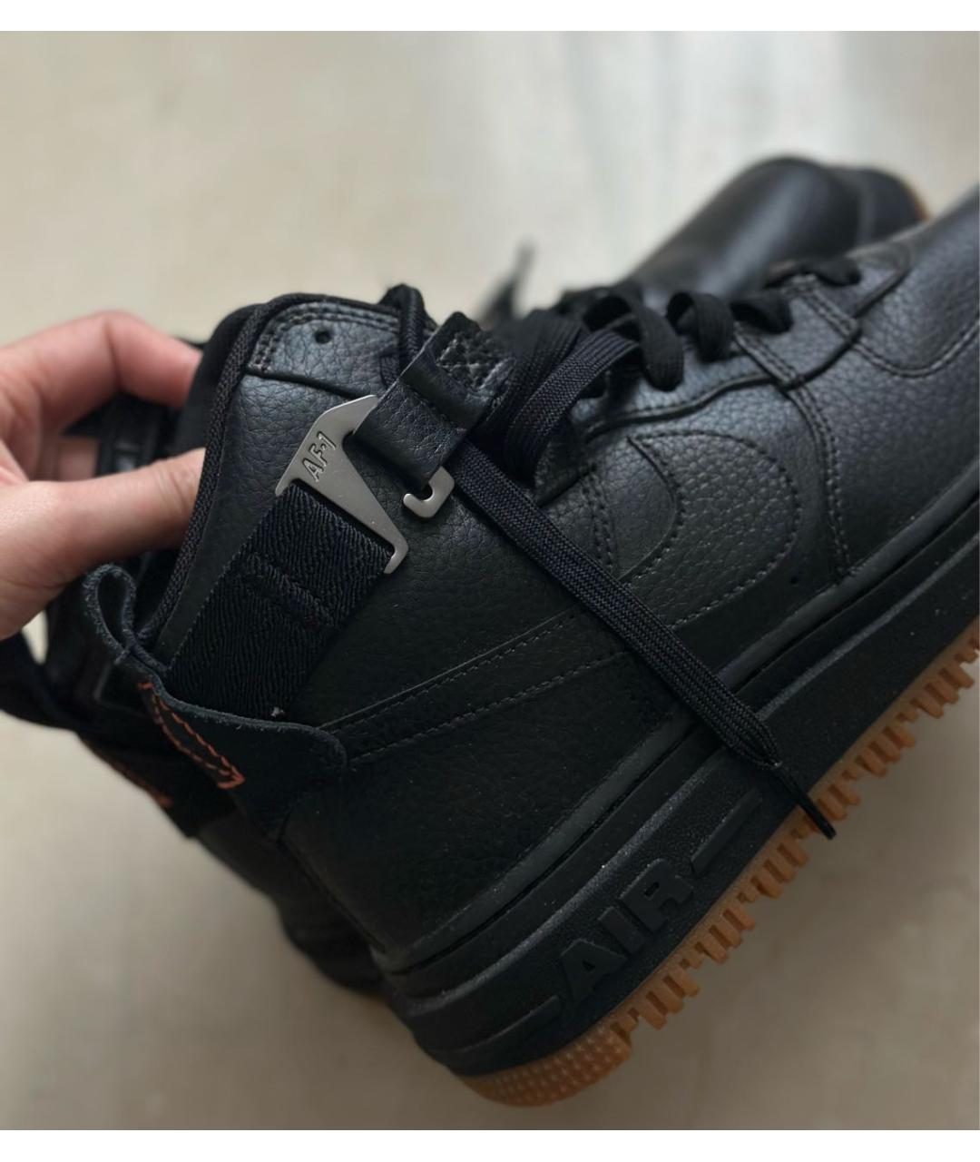 NIKE Черные кожаные высокие кроссовки / кеды, фото 8