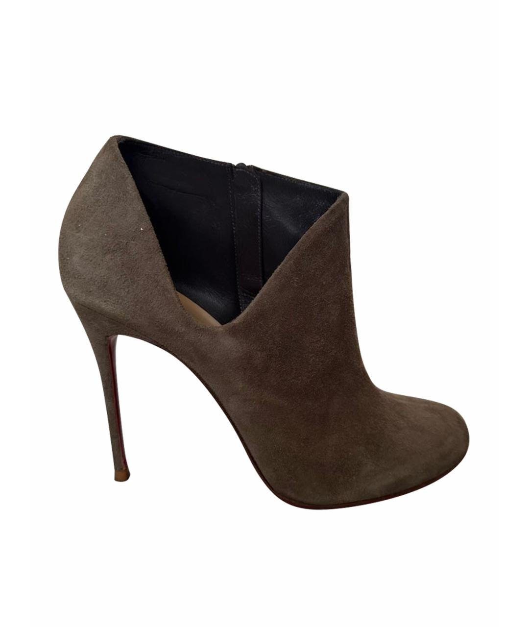CHRISTIAN LOUBOUTIN Бежевые замшевые ботильоны, фото 1