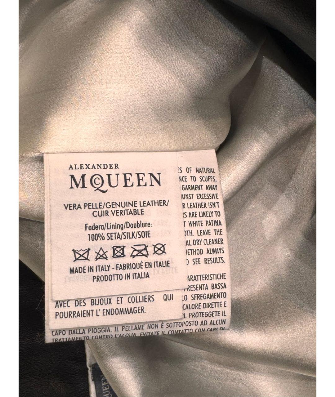 ALEXANDER MCQUEEN Черная кожаная юбка миди, фото 4