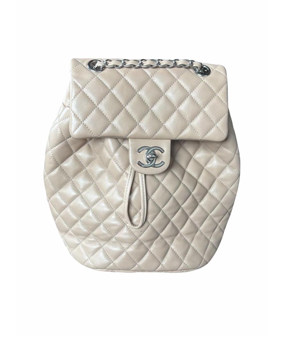 CHANEL Бежевый кожаный рюкзак, фото 1