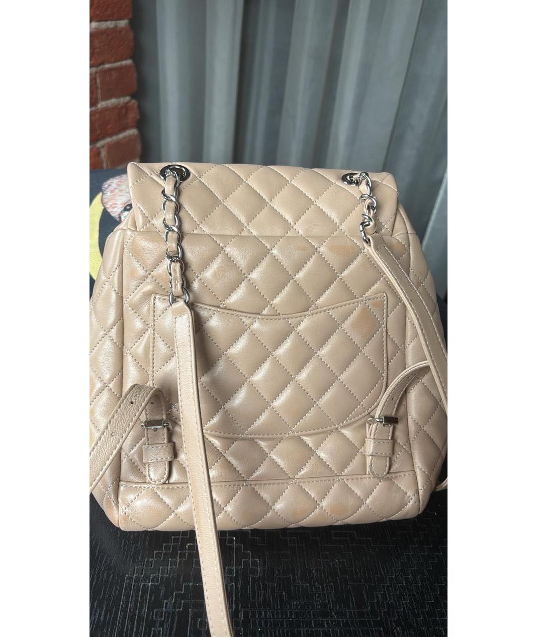 CHANEL Бежевый кожаный рюкзак, фото 2
