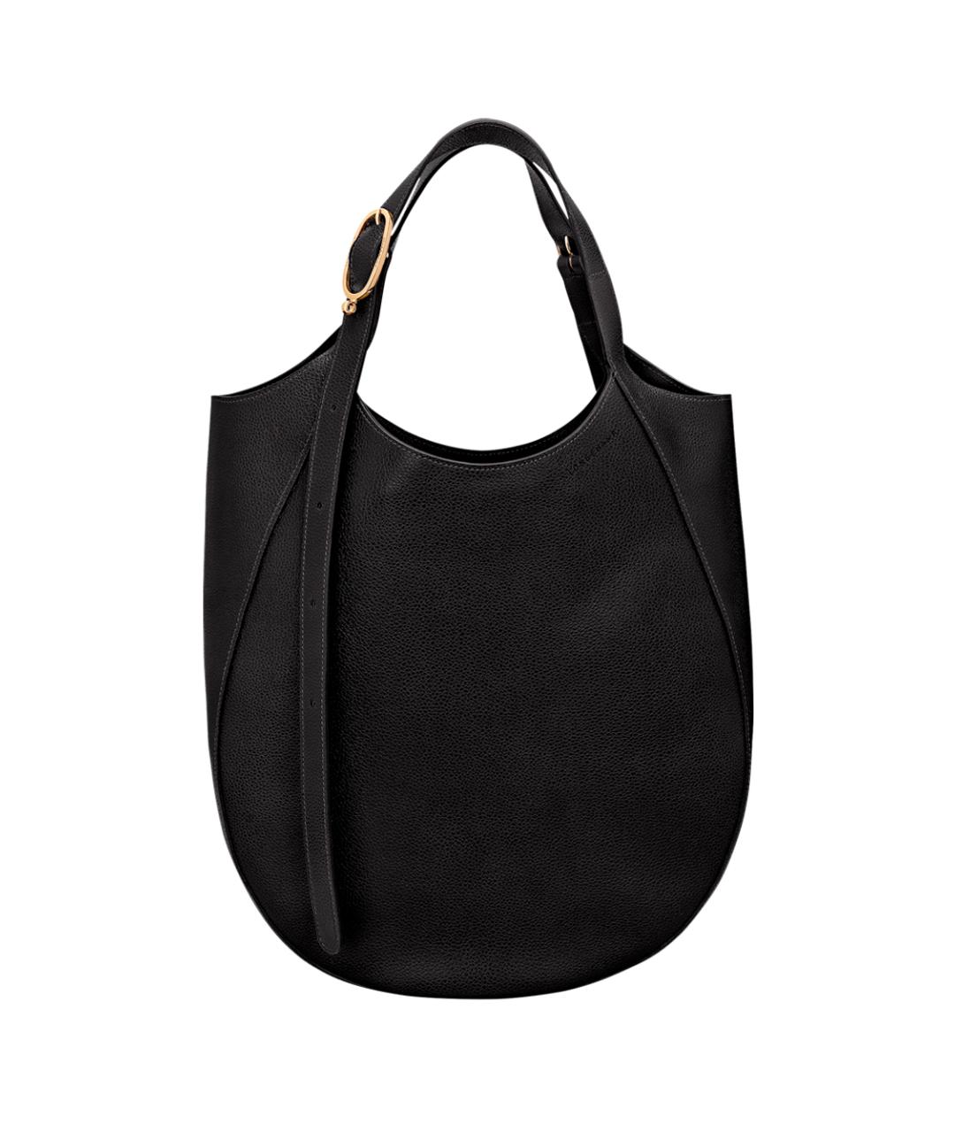 LONGCHAMP Черная кожаная сумка тоут, фото 2