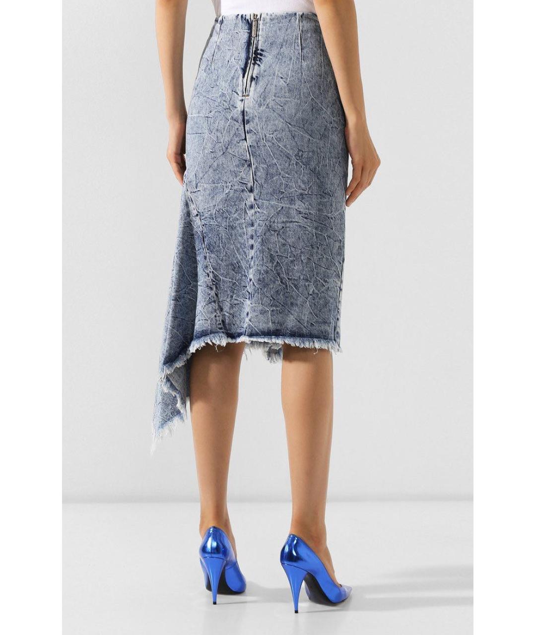 BALENCIAGA Голубая деним юбка миди, фото 2