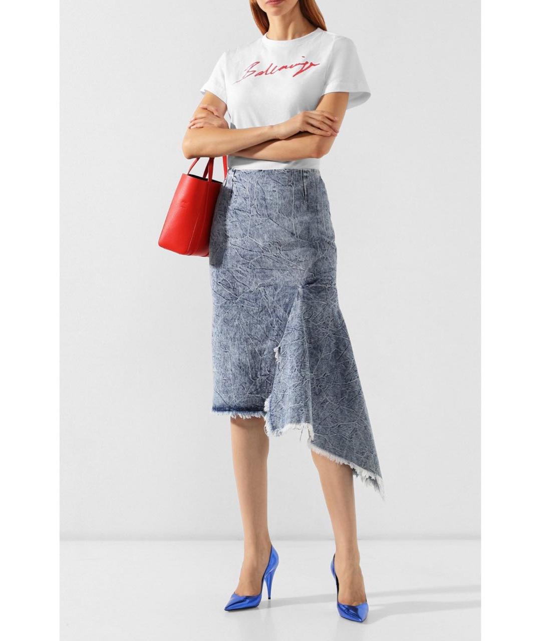 BALENCIAGA Голубая деним юбка миди, фото 4