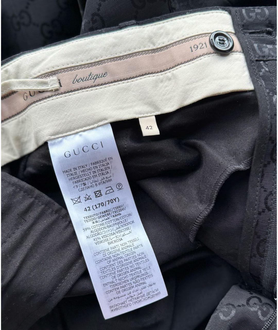 GUCCI Черные хлопковые прямые брюки, фото 7