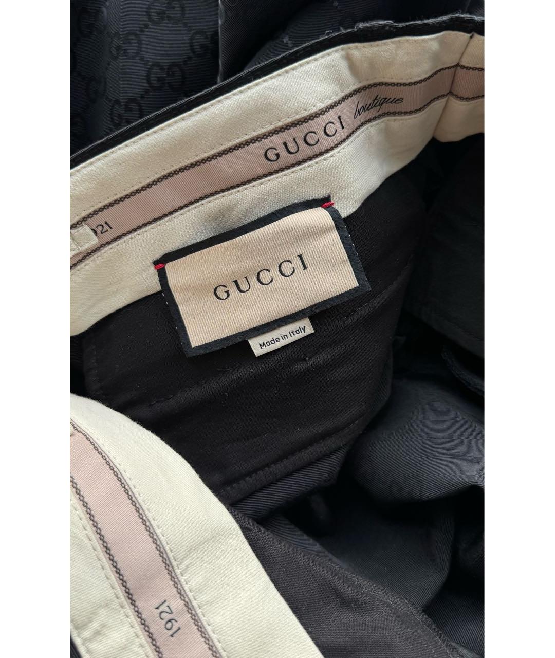 GUCCI Черные хлопковые прямые брюки, фото 6