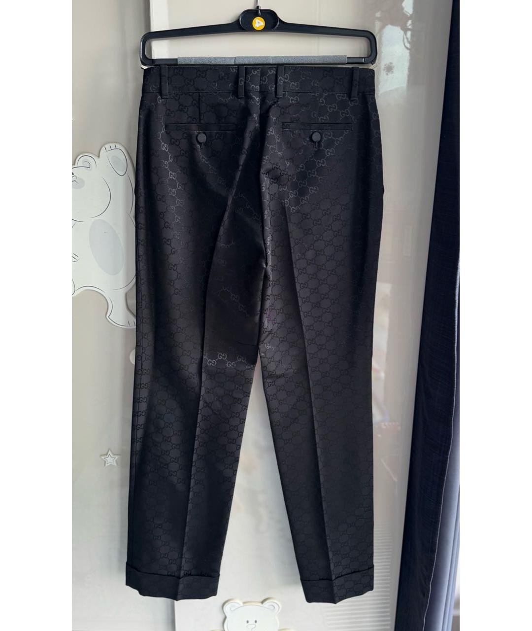 GUCCI Черные хлопковые прямые брюки, фото 3