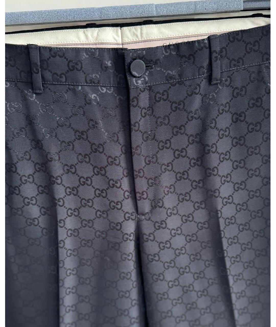 GUCCI Черные хлопковые прямые брюки, фото 4