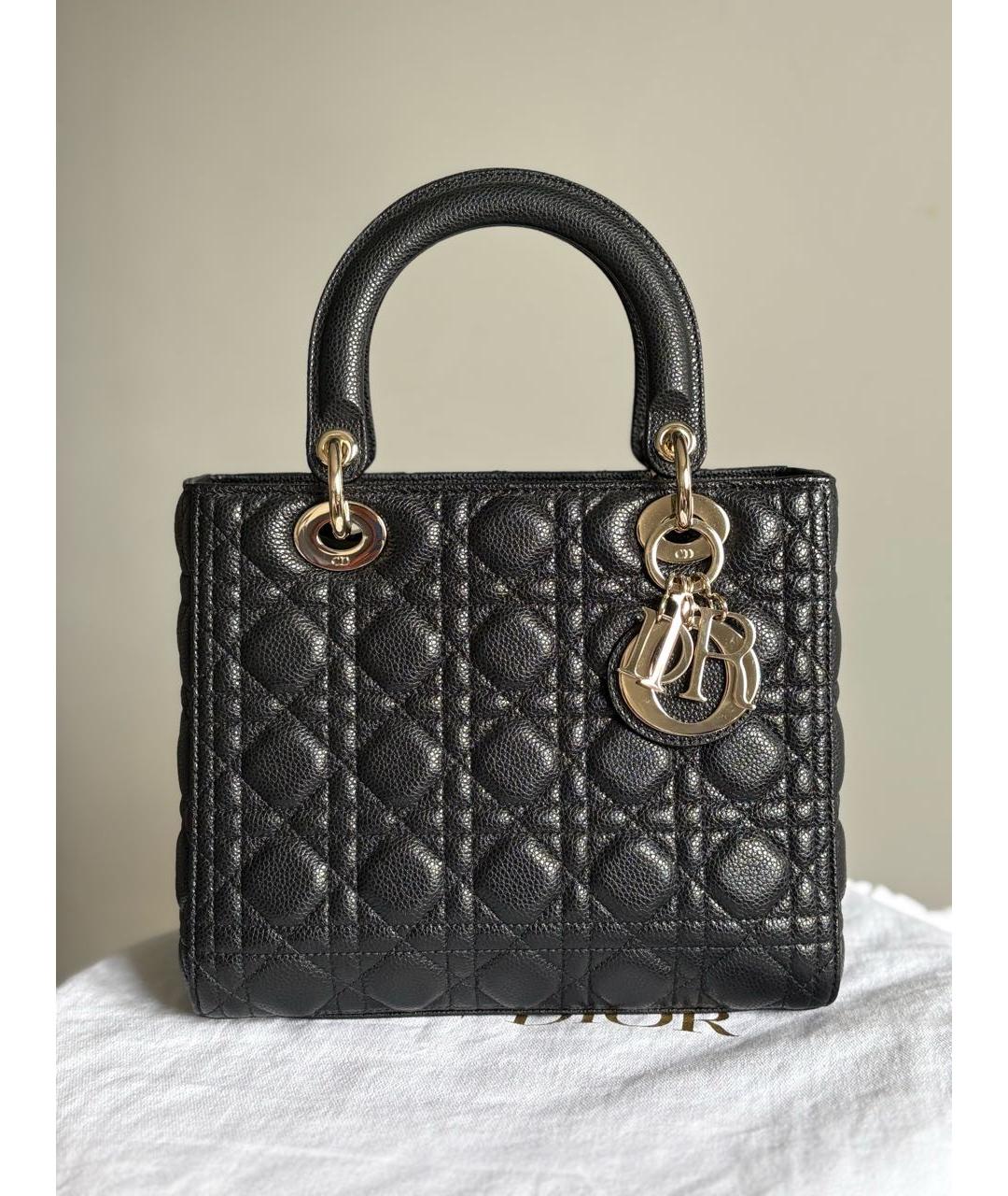 CHRISTIAN DIOR Черная кожаная сумка с короткими ручками, фото 3