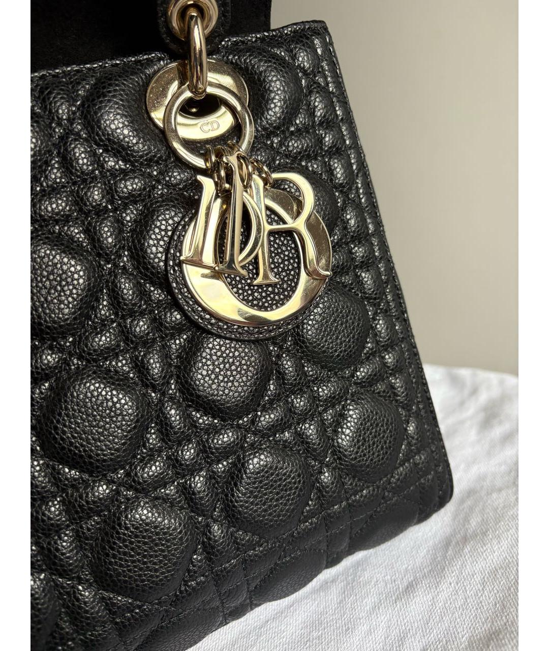 CHRISTIAN DIOR Черная кожаная сумка с короткими ручками, фото 6