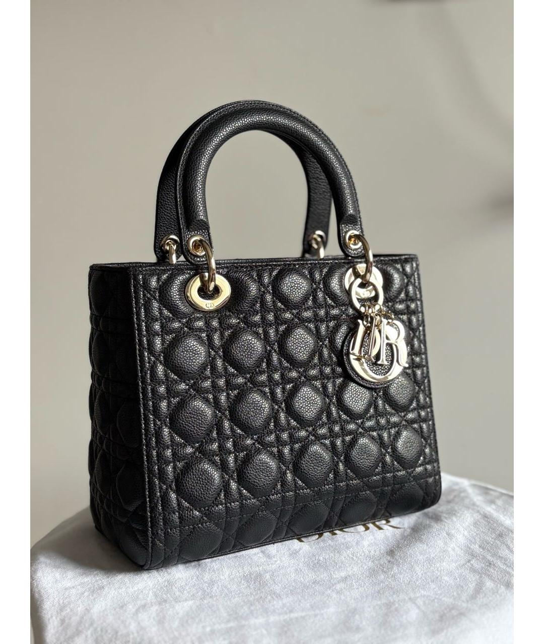 CHRISTIAN DIOR Черная кожаная сумка с короткими ручками, фото 2