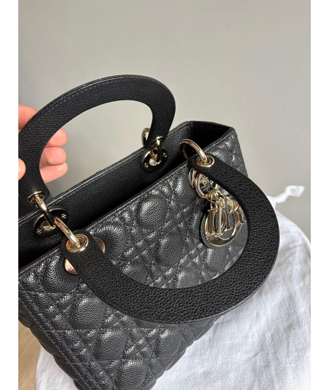 CHRISTIAN DIOR Черная кожаная сумка с короткими ручками, фото 8