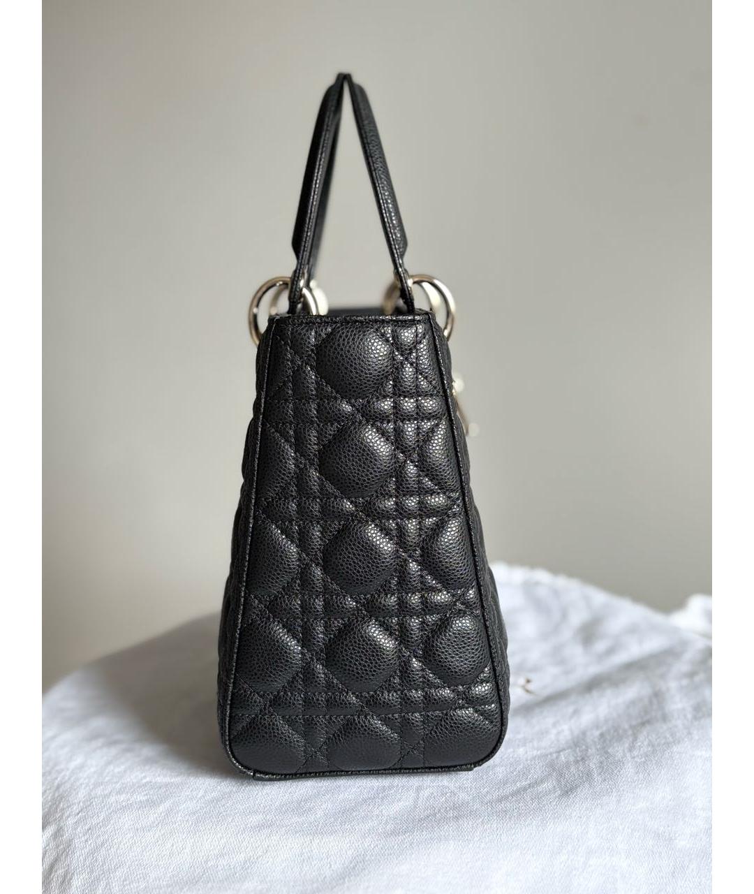 CHRISTIAN DIOR Черная кожаная сумка с короткими ручками, фото 7