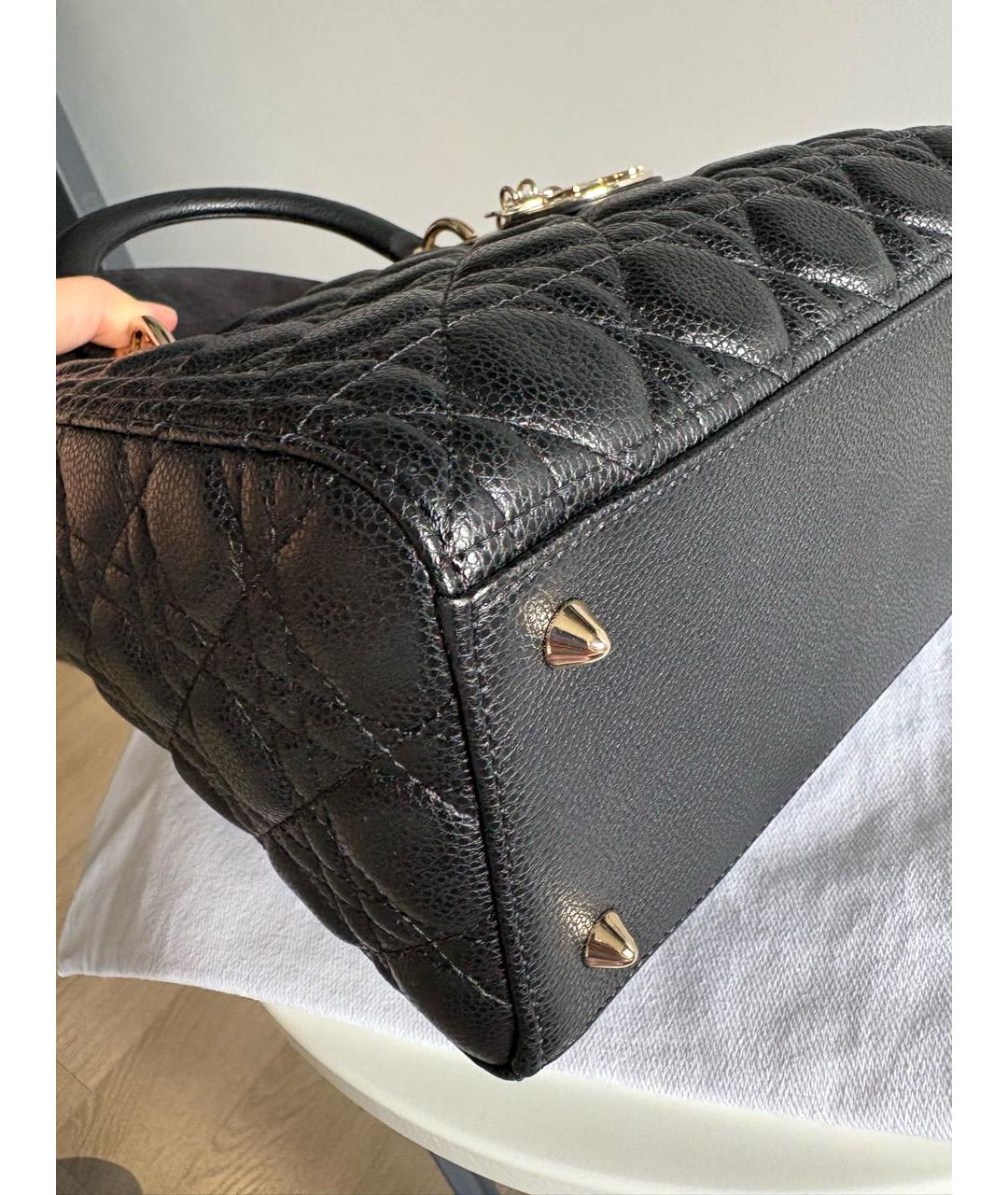 CHRISTIAN DIOR Черная кожаная сумка с короткими ручками, фото 4