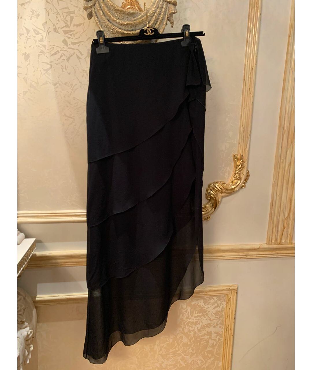 CHANEL Черная шелковая юбка миди, фото 9