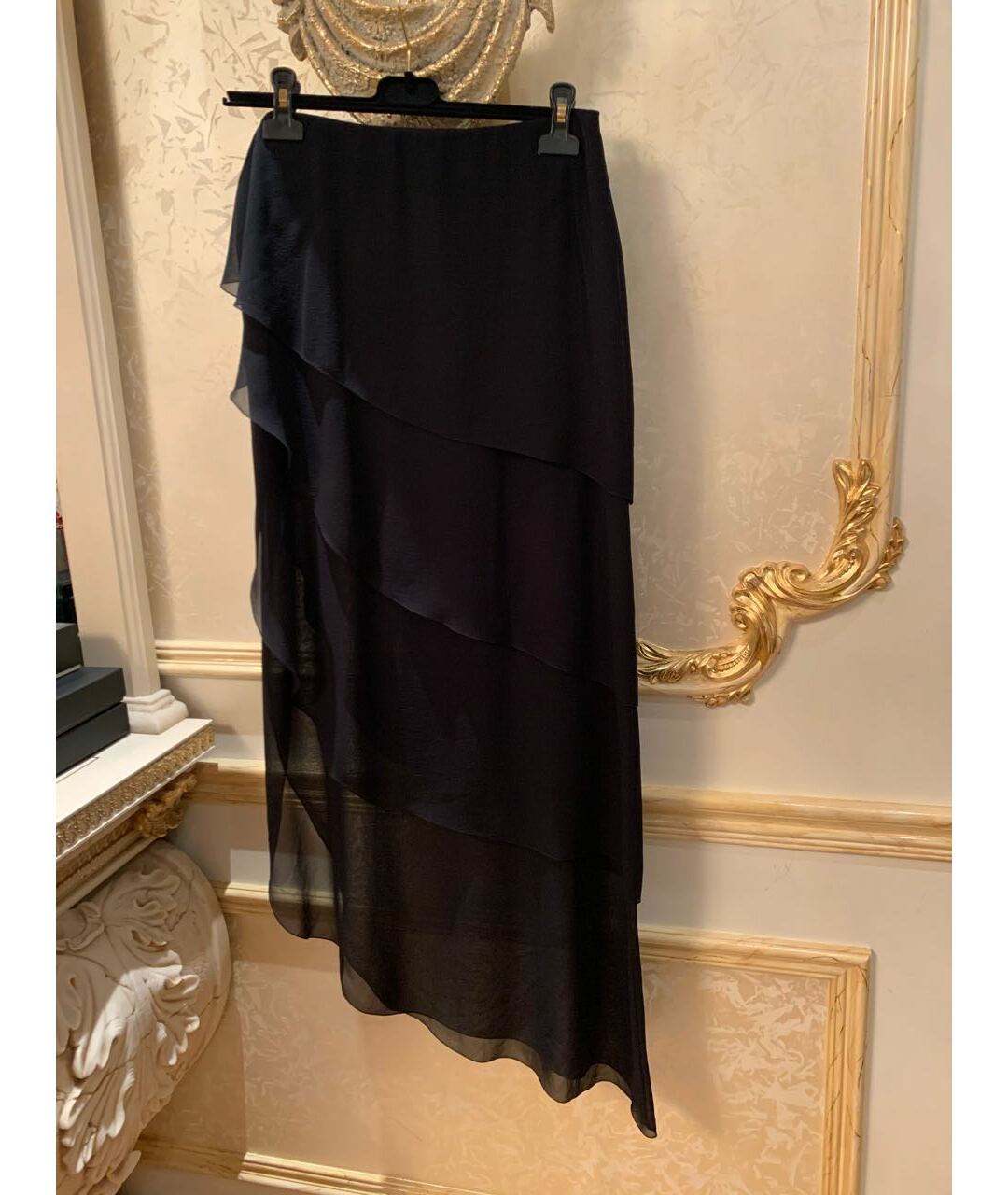 CHANEL Черная шелковая юбка миди, фото 2