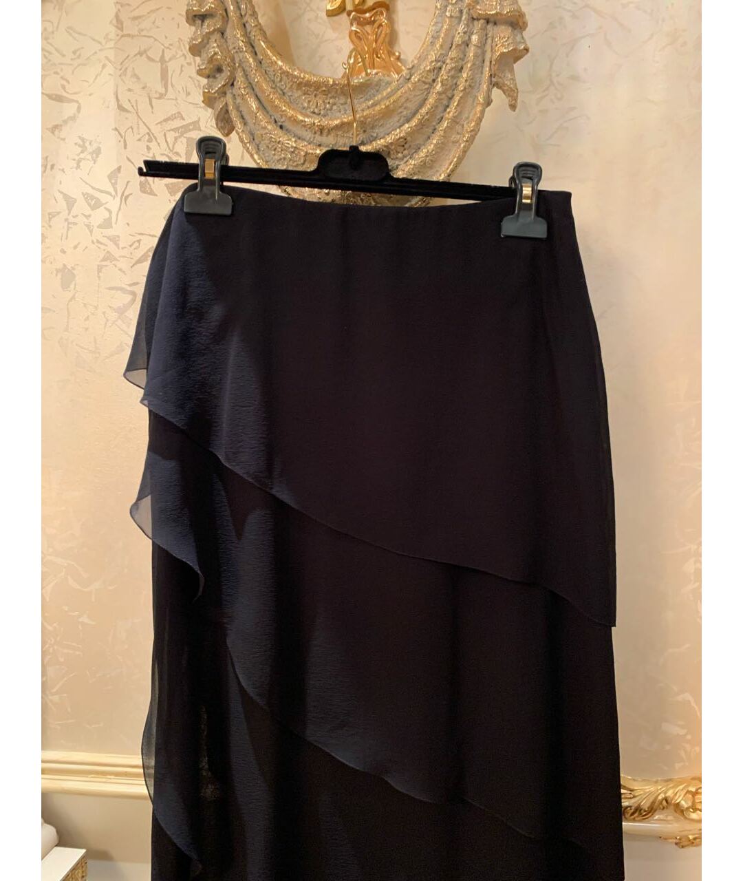 CHANEL Черная шелковая юбка миди, фото 3