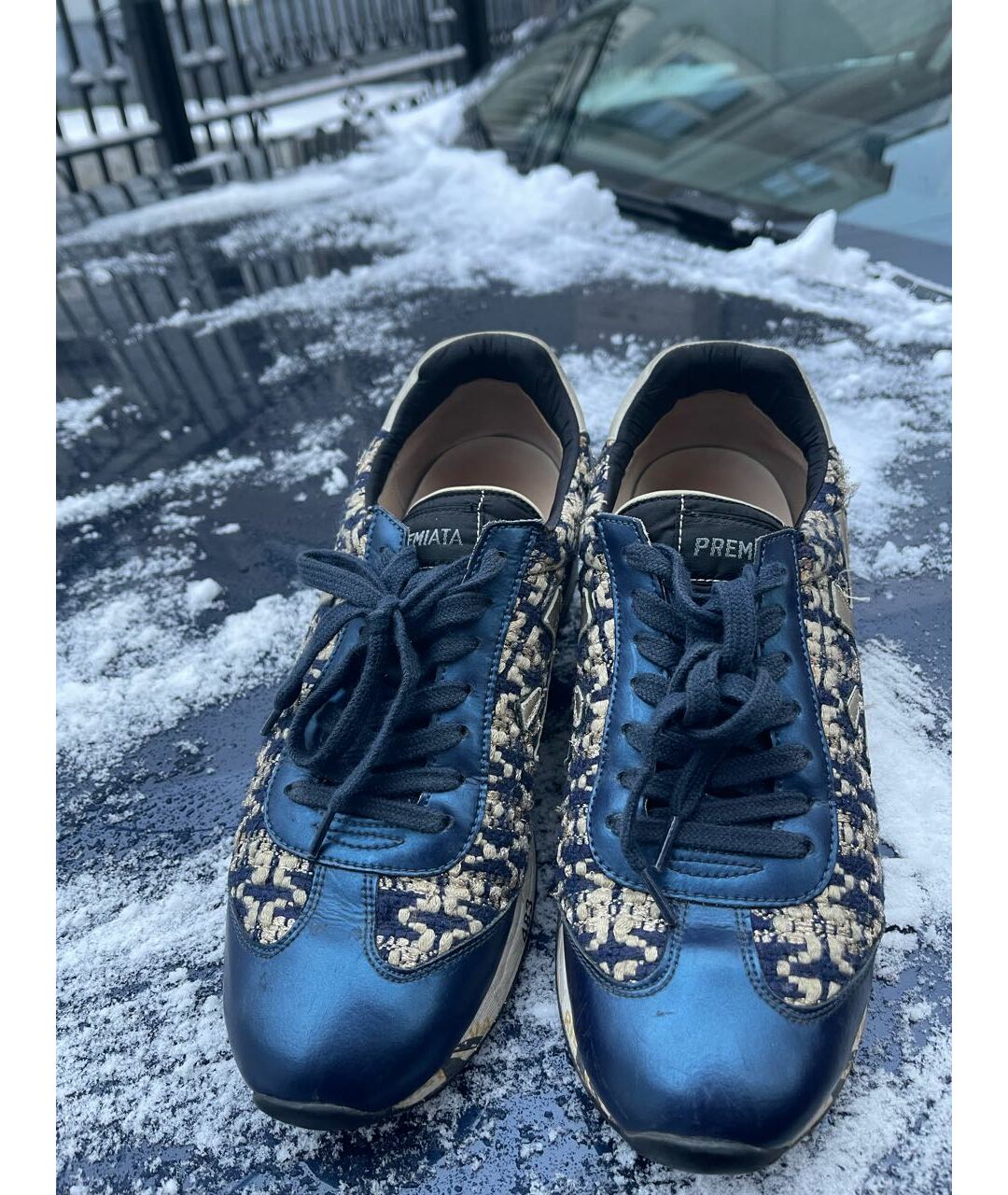 PREMIATA Синие кожаные кроссовки, фото 2