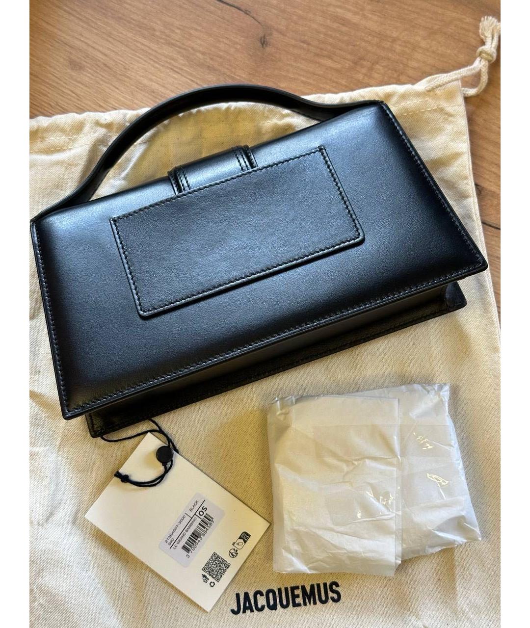 JACQUEMUS Черная кожаная сумка с короткими ручками, фото 2