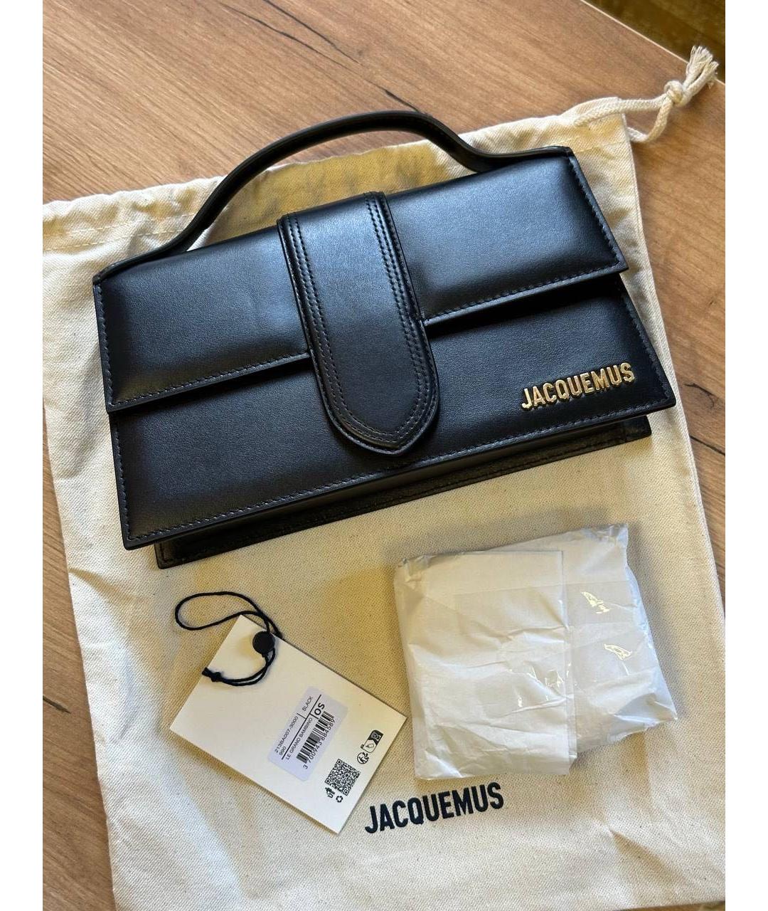 JACQUEMUS Черная кожаная сумка с короткими ручками, фото 3