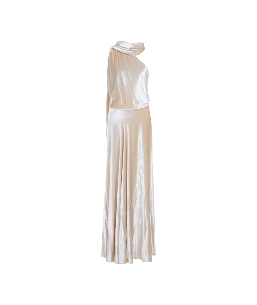 ALBERTA FERRETTI Бежевое вискозное вечернее платье, фото 1