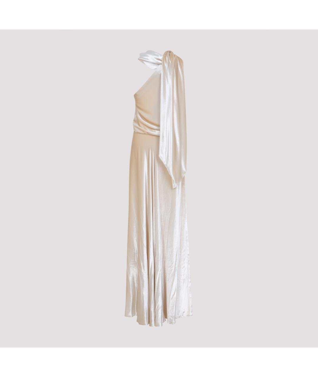 ALBERTA FERRETTI Бежевое вискозное вечернее платье, фото 4